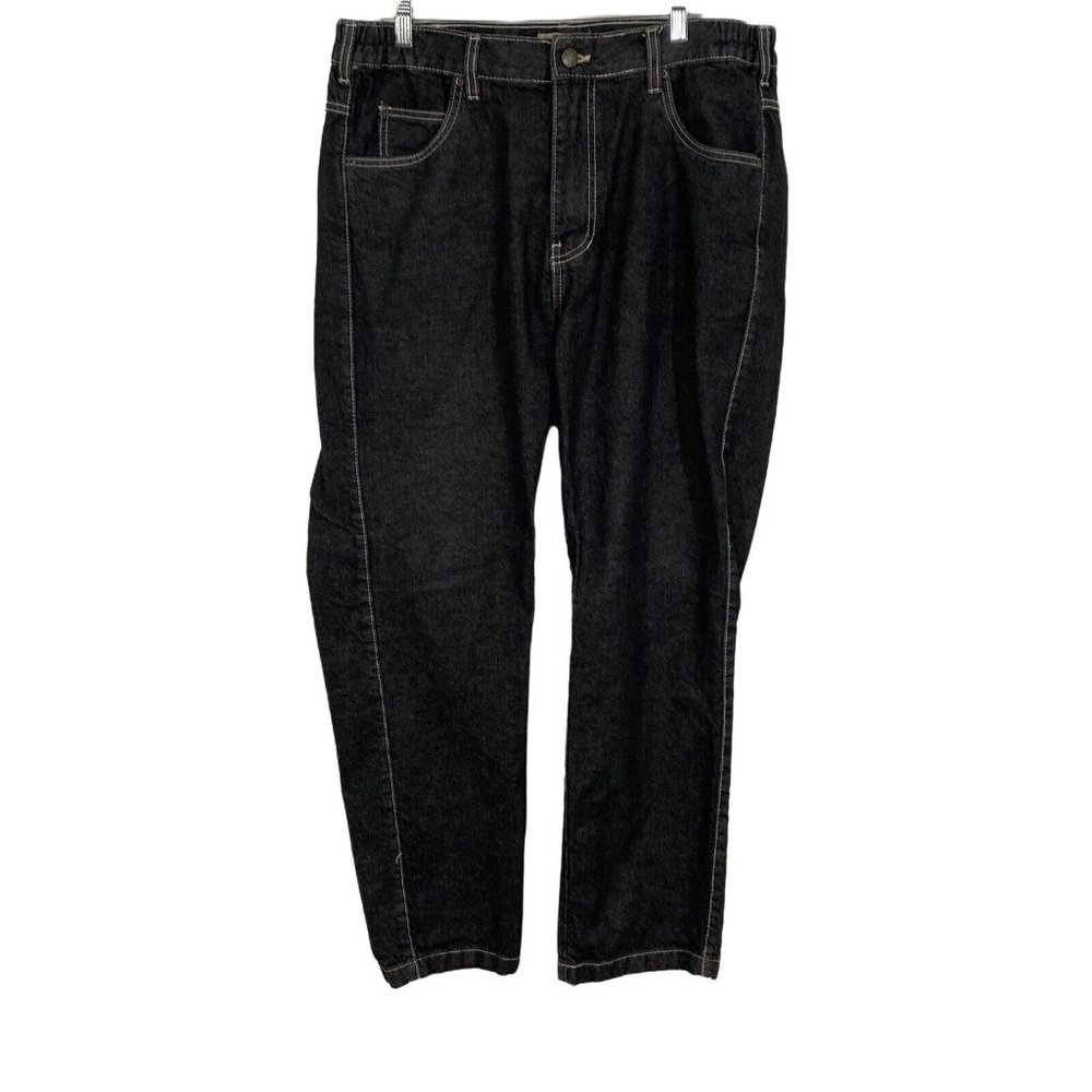 Duke Haband Mens Black Denim Clasic Fit Casual Straight Leg Jeans Size 36/M